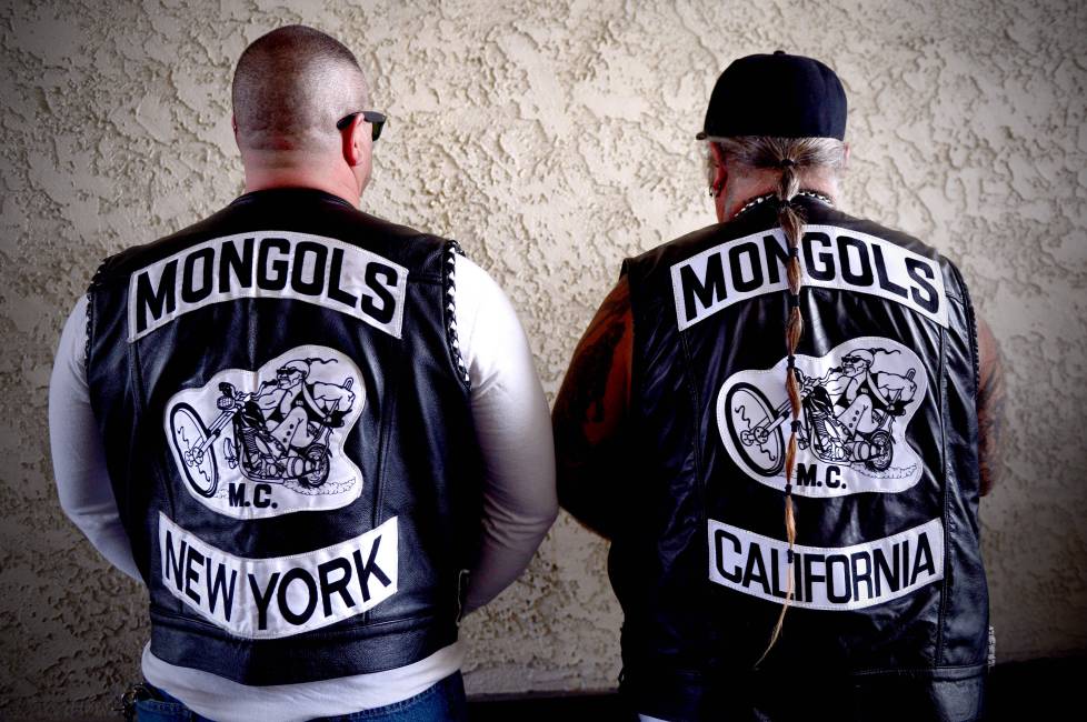 The first-of-its-kind effort to convict the Mongols organization, rather than specific members, of racketeering in order to strip members of their well-known insignia is almost certain to make its way before the Ninth Circuit Court of Appeals and possibly to the U.S. Supreme Court. Above, motorcycle club members rally Saturday, March 29, 2013 at The House Lounge in Maywood in support of the Mongols who are facing a federal trial seeking to take away their trademark patch. (Photo by Sarah Reingewirtz/Pasadena Star-News)