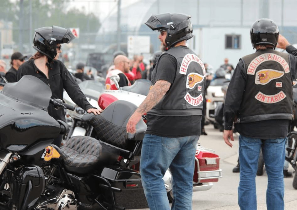 Members of the Hells Angels were present at a demonstration outside the Elgin-Middlesex Detention Centre on July 17, 2021.