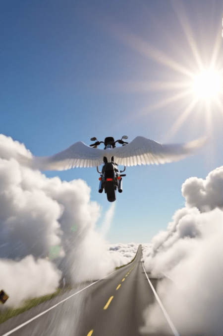 Harley Fatboy Flying in he Sky