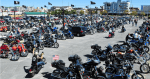Motorcycles line the inlet parking lot in Ocean City during a previous Bikefest event. Salisbury Daily Times file image