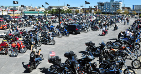 Motorcycles line the inlet parking lot in Ocean City during a previous Bikefest event. Salisbury Daily Times file image
